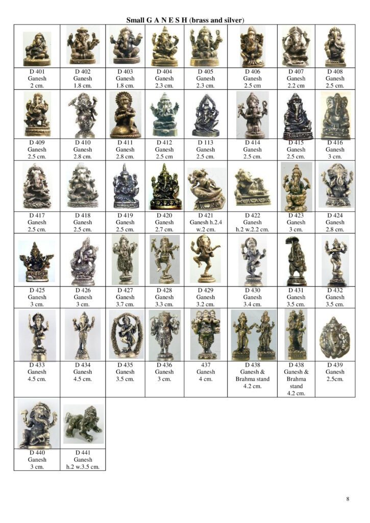 Small-size, miniature brass Ganesha figurines statues; Tiny, little-size Ganesha statues amulets; Hindu God, Deity figurines statues amulets; Hindu religion figurines; Hinduism faith, spirituality, religious figurines amulets; Thailand amulets; गणेश, Gaṇeśa, Ganapati, Vinayaka, Pillaiyar, Supreme God (Ganapatya)