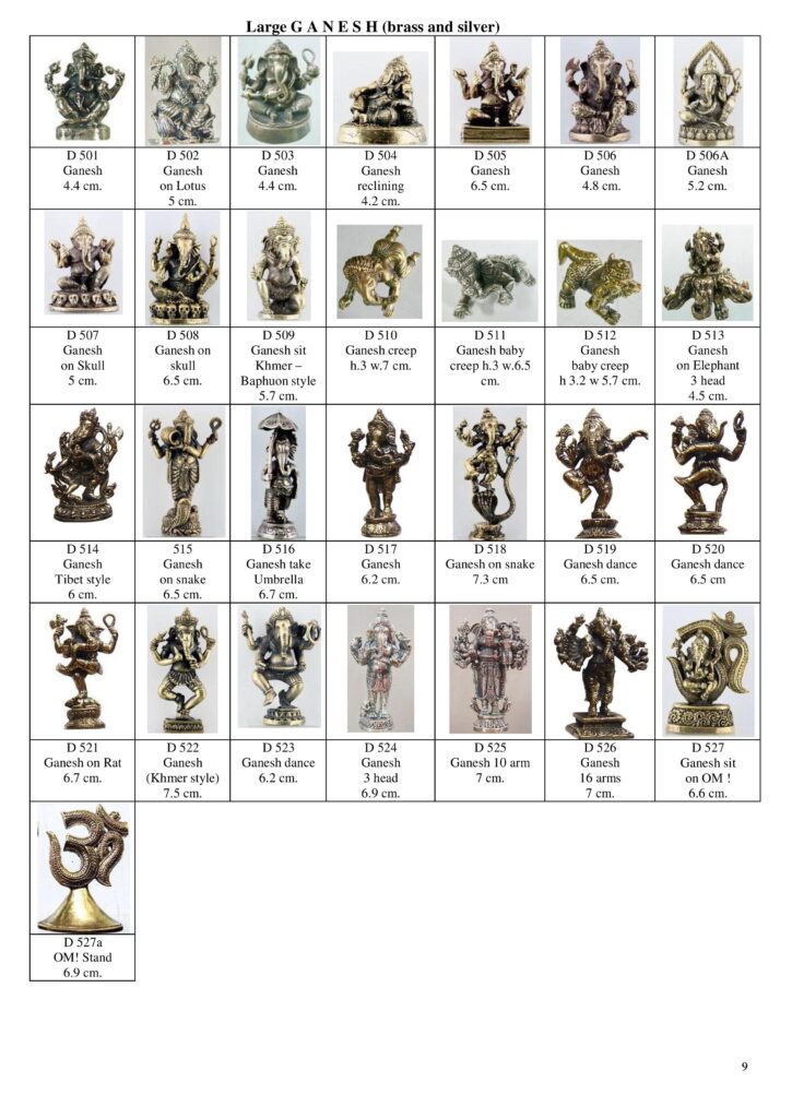 Small-size, miniature brass Ganesha figurines statues; Tiny, little-size Ganesha statues amulets; Hindu God, Deity figurines statues amulets; ॐ, ओम्, Ōṁ, Aum or Om Stand; Small-size brass Om statue; Hindu religion figurines; Hinduism faith, spirituality, religious figurines amulets; Thailand amulets; गणेश, Gaṇeśa, Ganapati, Vinayaka, Pillaiyar, Supreme God (Ganapatya)