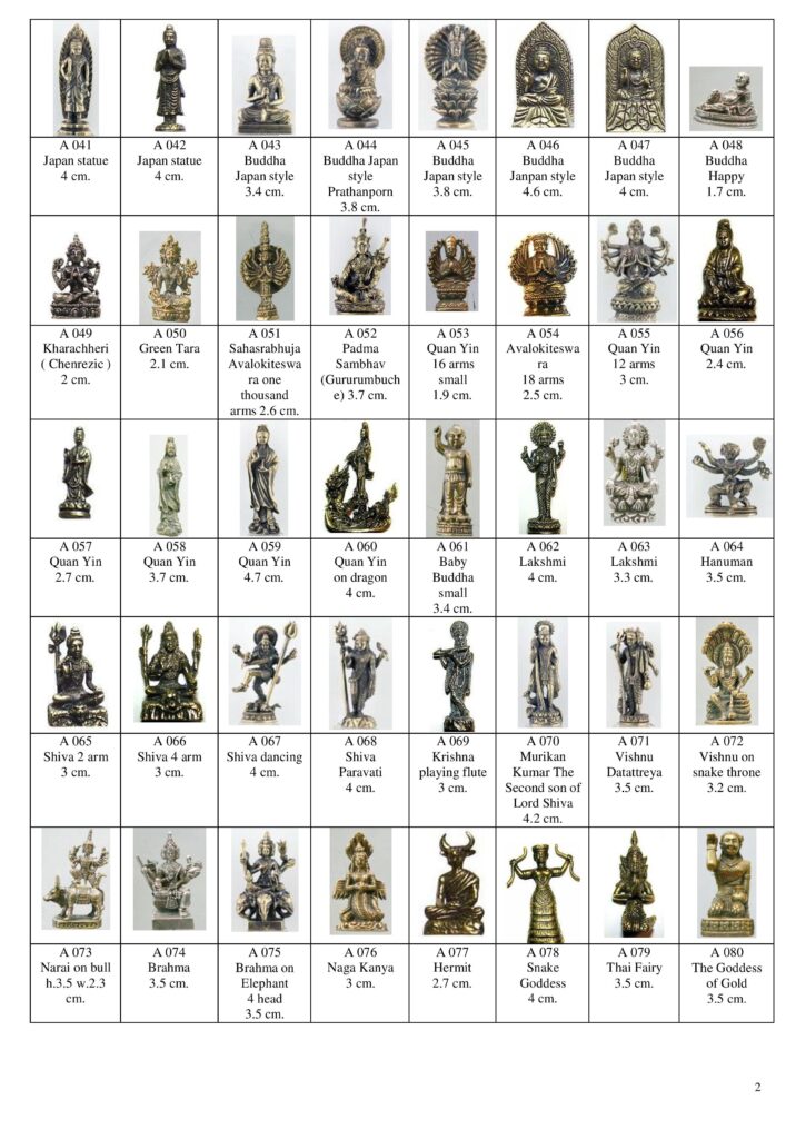 Brass or silver-colored miniature, small-size Buddha, Kharachheri, Chenrezig, Tara, Sahasrabhuja, Avalokiteśvara, Bodhisattva, Padmasambhava, Guanyin, Lakshmi, Hanuman, Shiva, Krishna, Vishnu, Narai, Brahma, Naga Kanya, Hermit, Thai Fairy statue