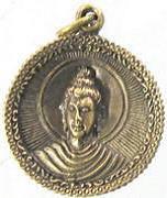 An unconsecrated Thai brass Buddha charm, brass Buddha pendant; round shape, 3 cm; color: gold or silver; wholesale and retail