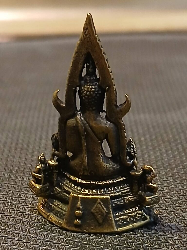 A Thai unconsecrated brass miniature Buddha statue, small Buddha figurine - Product name: Buddha Chinnaraj; 3.5 cm; color: silver or gold